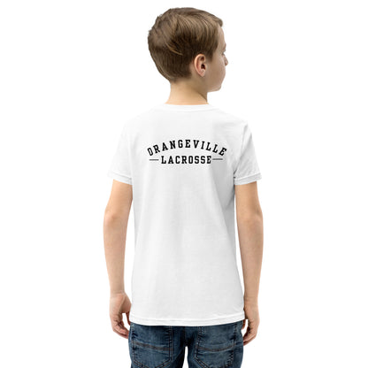 Youth Northmen Script Short Sleeve T-Shirt in White - back detail view - Sanderson Lacrosse