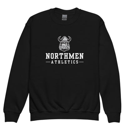 Youth Orangeville Northmen Athletics Crewneck Sweatshirt in Black - front view - Sanderson Lacrosse