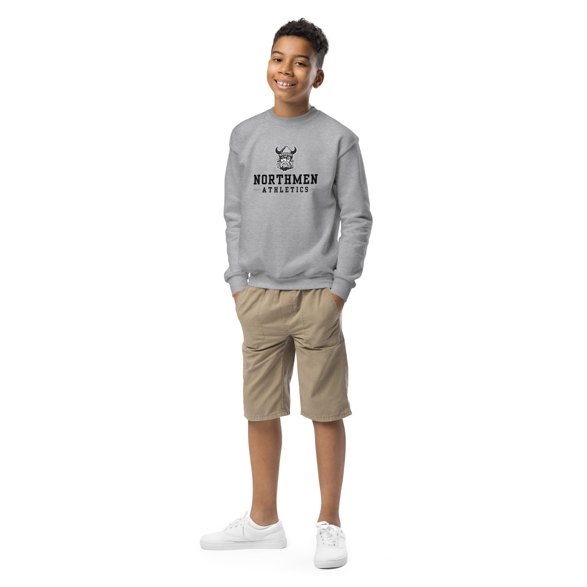 Youth Orangeville Northmen Athletics Crewneck Sweatshirt in Sport Grey - back view - Sanderson Lacrosse