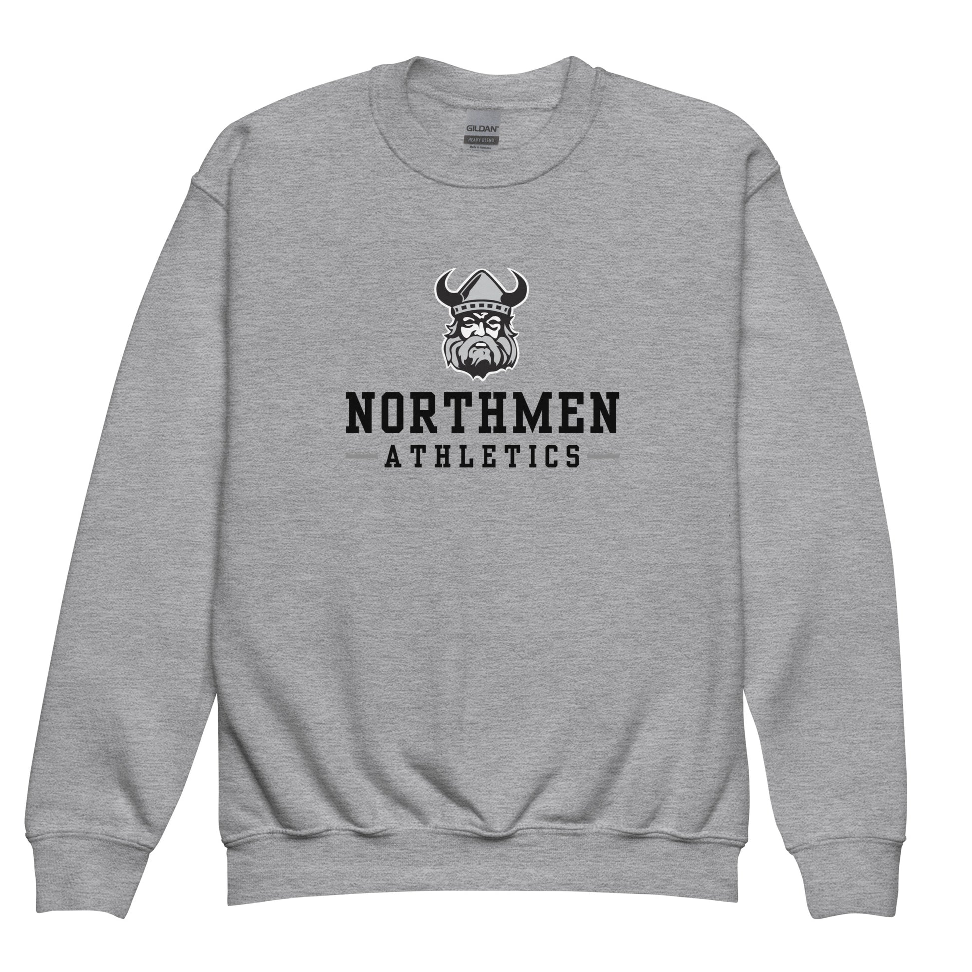 Youth Orangeville Northmen Athletics Crewneck Sweatshirt in Sport Grey - front view - Sanderson Lacrosse