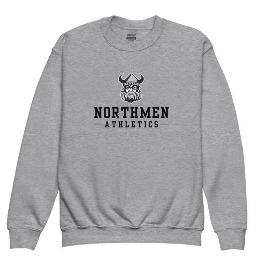 Youth Orangeville Northmen Athletics Crewneck Sweatshirt in Sport Grey - front view - Sanderson Lacrosse