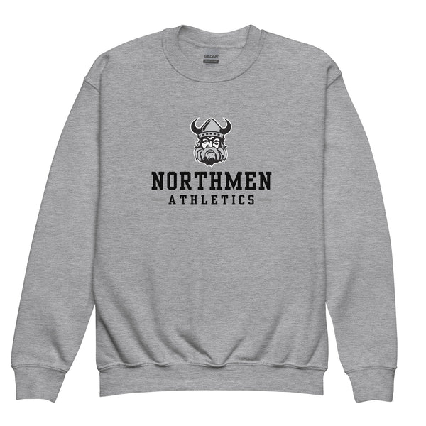 Youth Orangeville Northmen Athletics Crewneck Sweatshirt in Sport Grey - front view - Sanderson Lacrosse