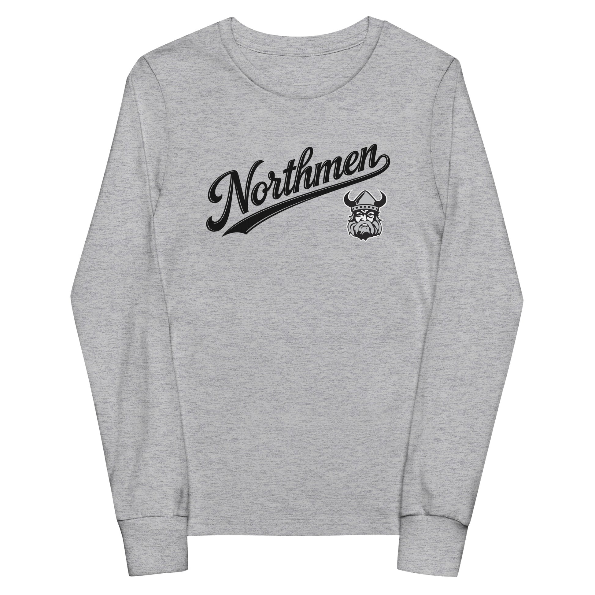 Youth Orangeville Northmen Long Sleeve Tee in Athletic Heather - front view - Sanderson Lacrosse