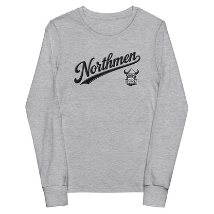 Youth Orangeville Northmen Long Sleeve Tee in Athletic Heather - front view - Sanderson Lacrosse