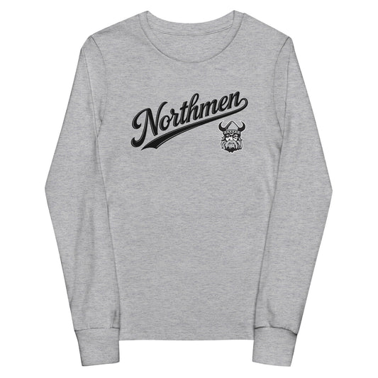 Youth Orangeville Northmen Long Sleeve Tee in Athletic Heather - front view - Sanderson Lacrosse