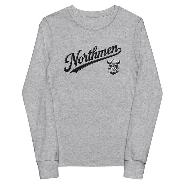Youth Orangeville Northmen Long Sleeve Tee in Athletic Heather - front view - Sanderson Lacrosse