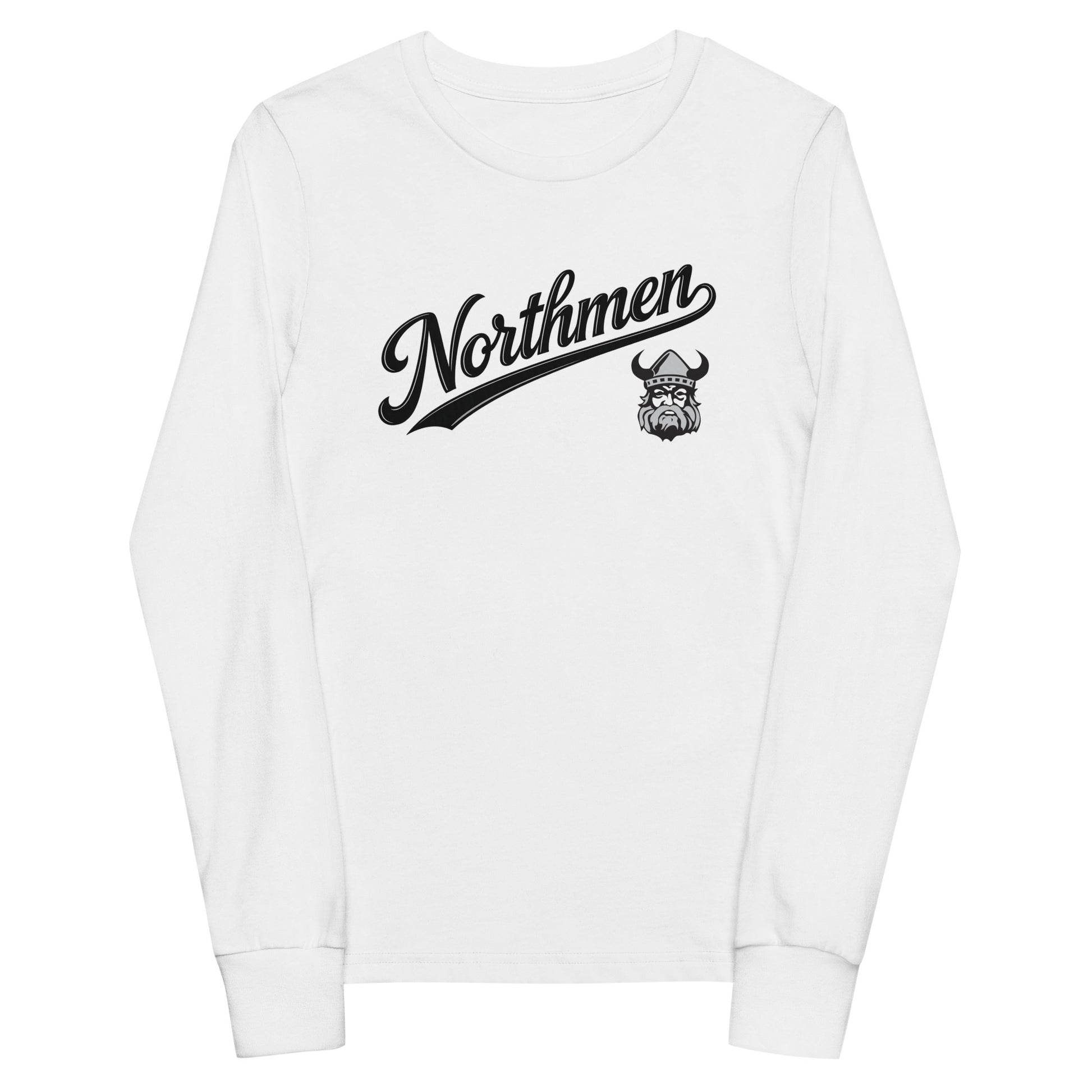 Youth Orangeville Northmen Long Sleeve Tee in White - front view - Sanderson Lacrosse