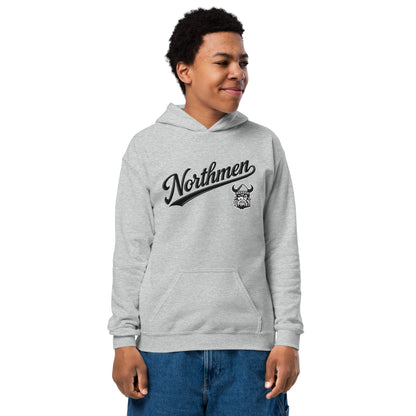 Youth Orangeville Northmen Script Heavy Blend Hoodie in Sport Grey - front detail - Sanderson Lacrosse